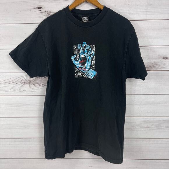Santa Cruz Men Shirt Medium‎ Black Screaming Hand Logo Graphic Print Crew Tee M - Picture 1 of 6